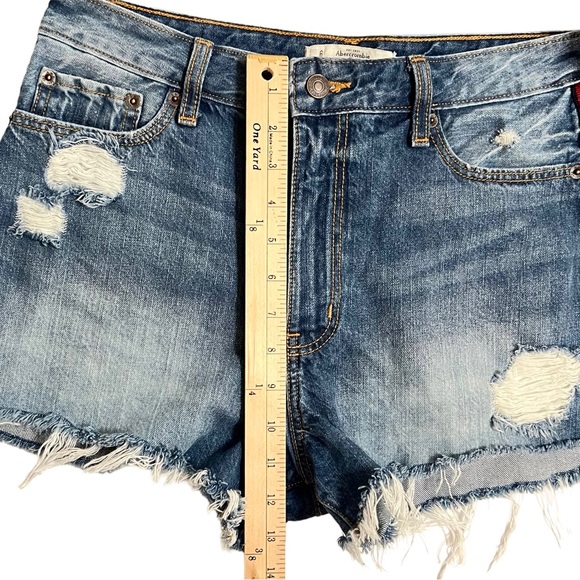 Abercrombie & Fitch Zoe Denim Jean
Shorts High Waisted Distressed Red Stripe 6 - Picture 8 of 13